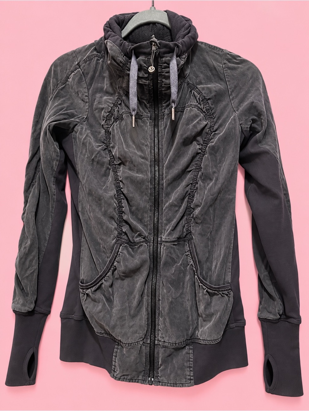 Lululemon Discontinued Ruched Full Zip Jacket Black Small *Read